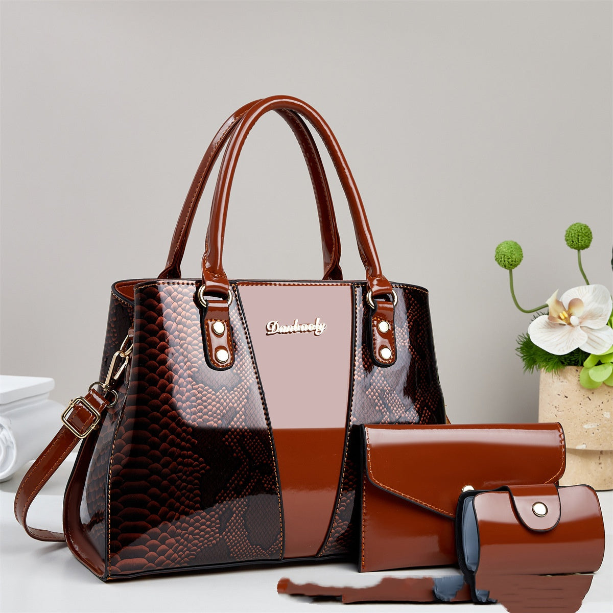Shoulder crossbody Bag With A Snakeskin Pattern Tote Handbag